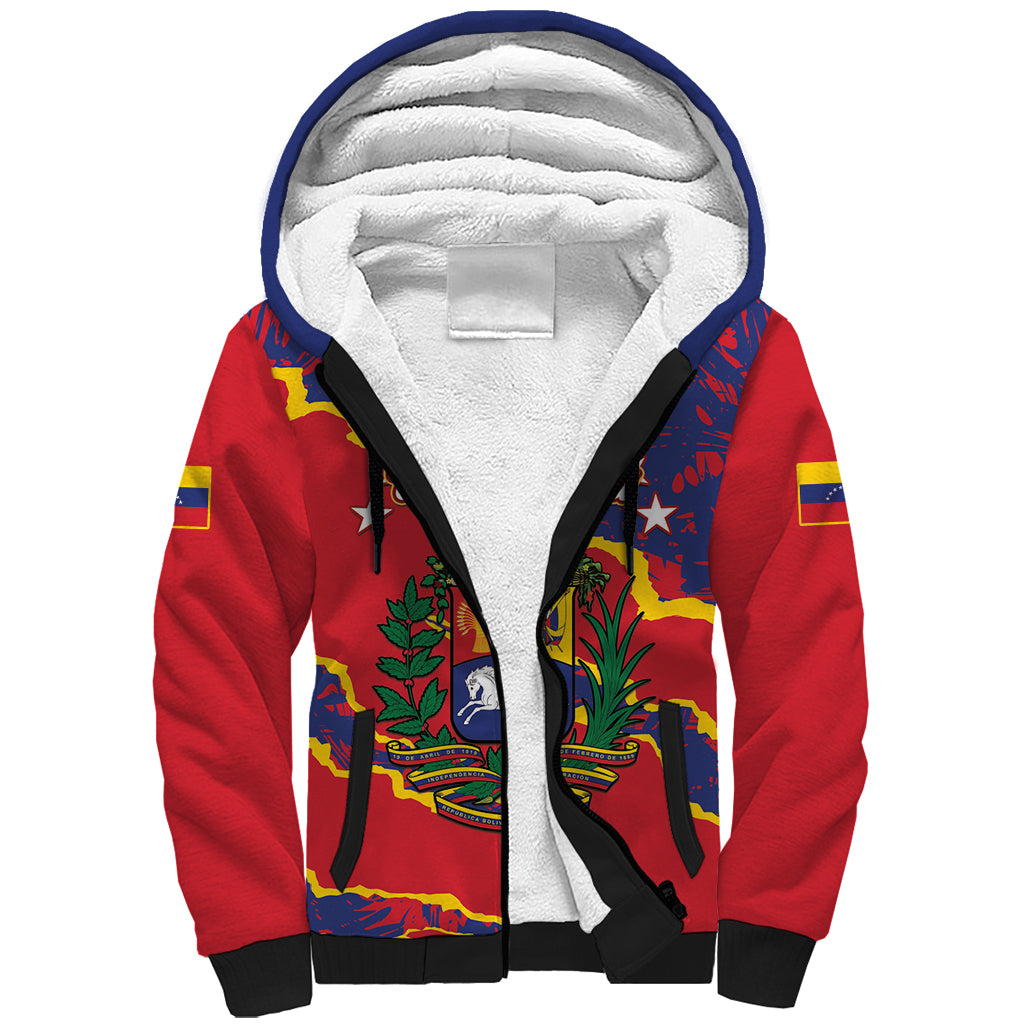 Venezuela Independence Day Sherpa Hoodie Feliz Dia de la Independencia Grunge Style - Wonder Print Shop