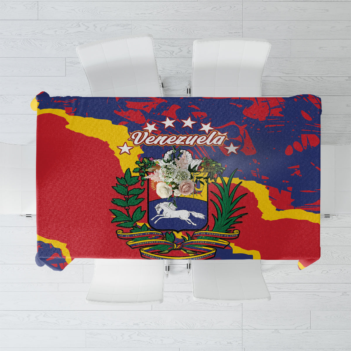 Venezuela Independence Day Tablecloth Feliz Dia de la Independencia Grunge Style - Wonder Print Shop