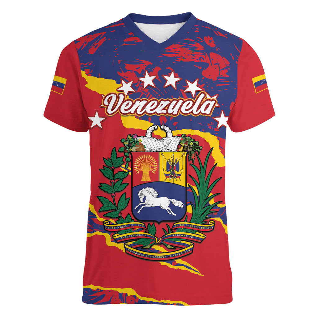 Venezuela Independence Day Women V-Neck T-Shirt Feliz Dia de la Independencia Grunge Style - Wonder Print Shop