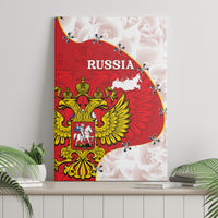 Russia canvas wall art with red coat of arms, gold eagle, 'RUSSIA' title, pushpins