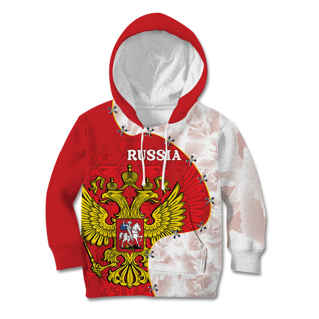 Russia Independence Day Kid Hoodie Coat Of Arms With Map - Wonder Print Shop