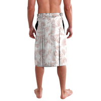Knee-length white and gray printed wrap skirt with elastic waistband