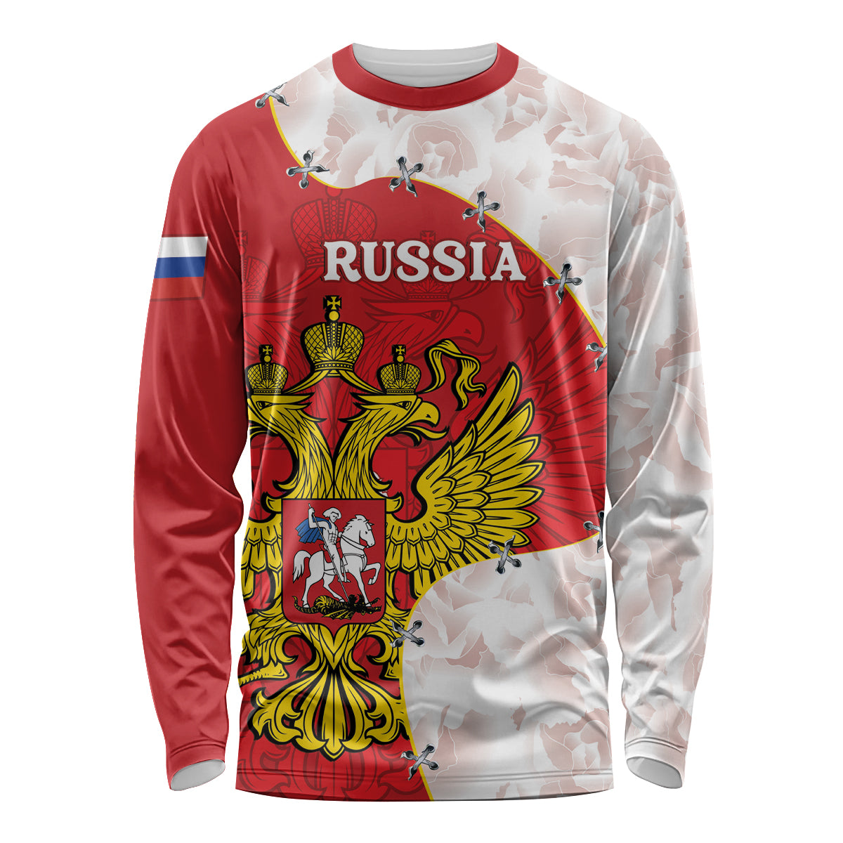 Russia Independence Day Long Sleeve Shirt Coat Of Arms With Map - Wonder Print Shop