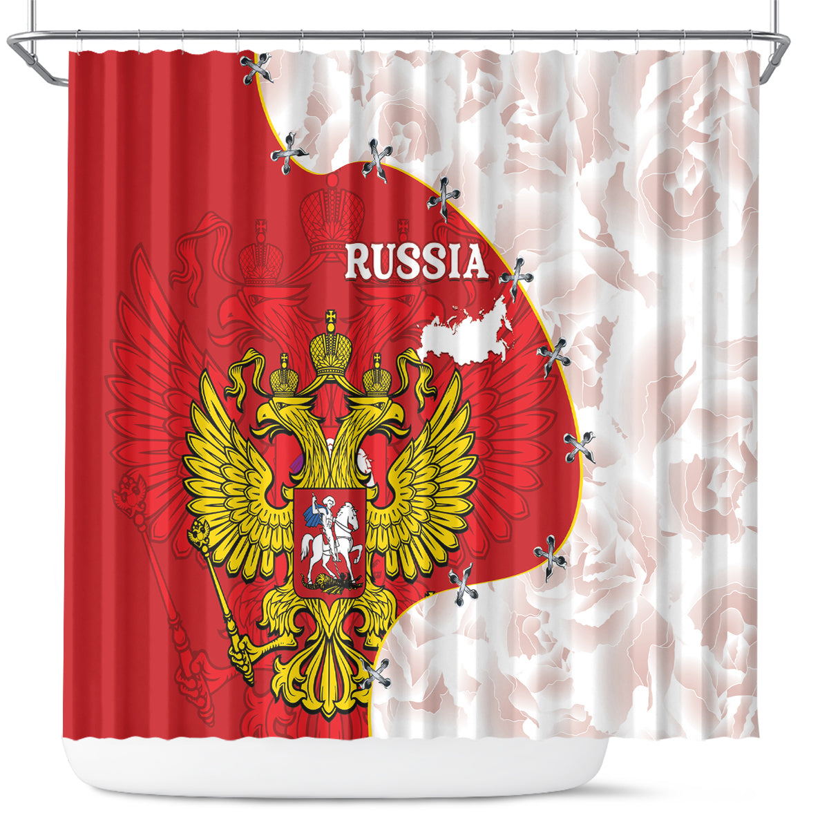 Russia Independence Day Shower Curtain Coat Of Arms With Map