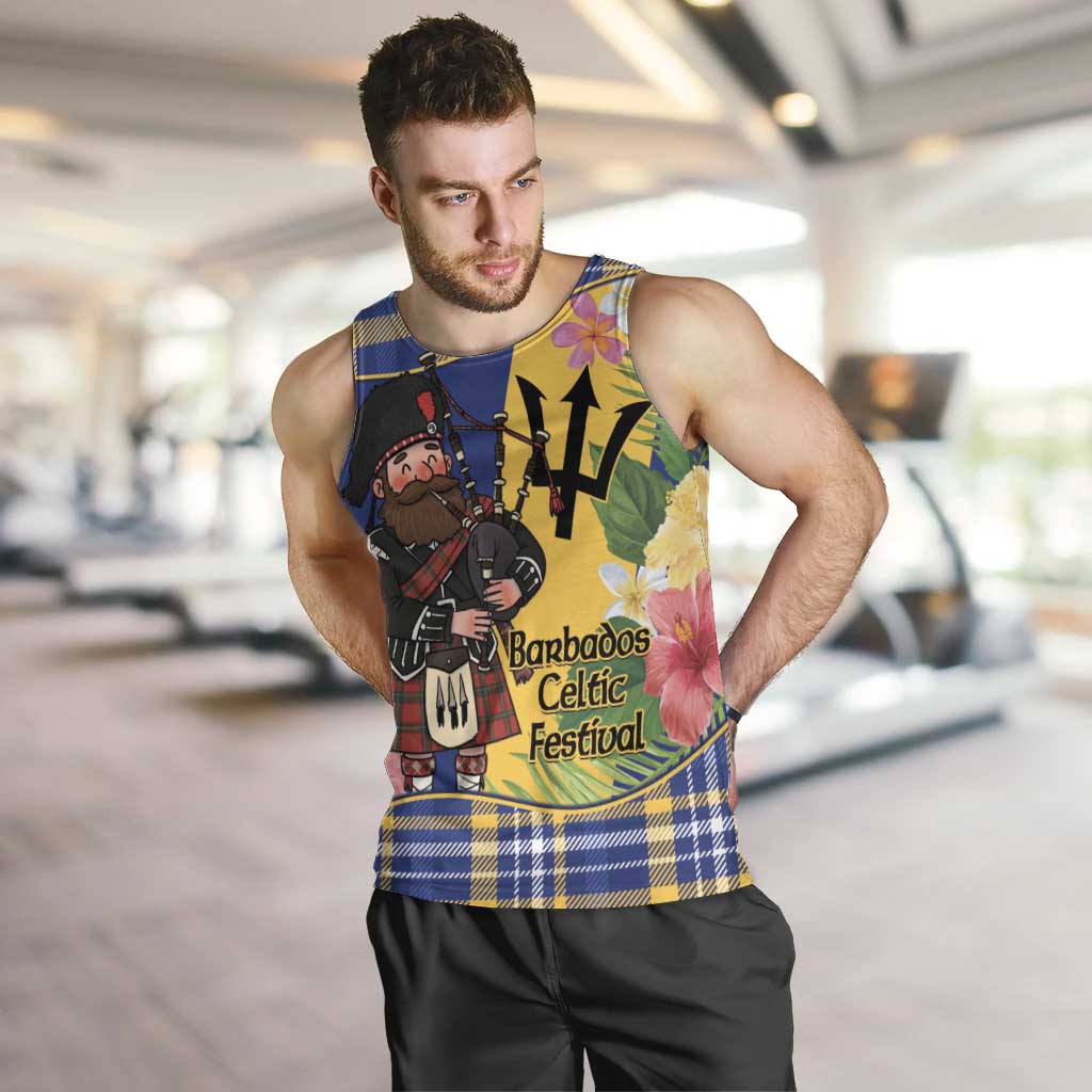 Barbados Celtic 2025 Festival Men Tank Top Scottish Man With Bagpipes