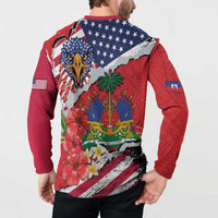 Haitian Heritage Month Button Sweatshirt Haitian Americans Proud Grunge Style