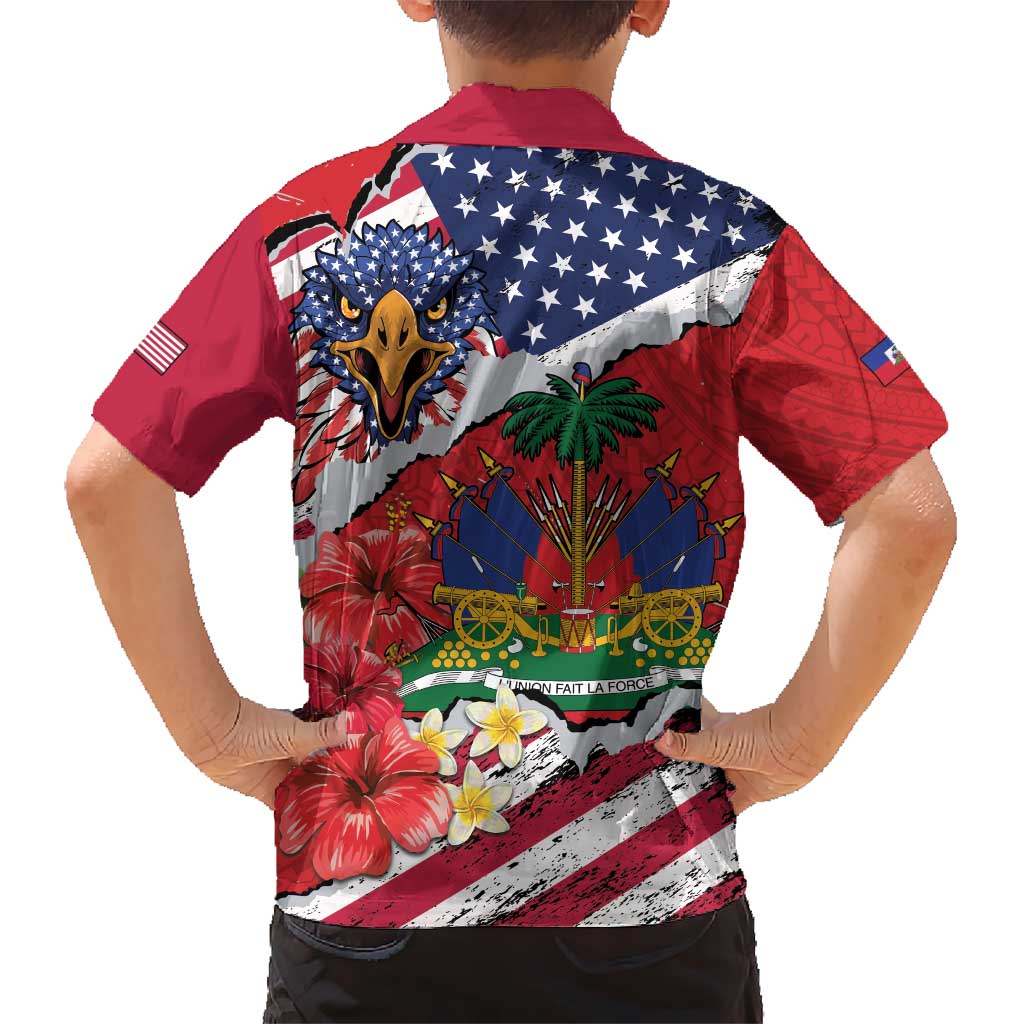 Haitian Heritage Month Kid Hawaiian Shirt Haitian Americans Proud Grunge Style