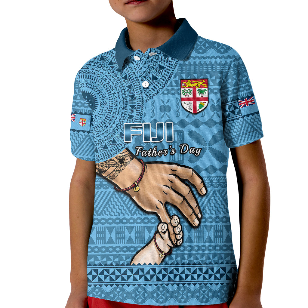 Polynesian Pride Father Day Fiji Kid Polo Shirt I Love You Dad Fijian Tapa Pattern - Wonder Print Shop