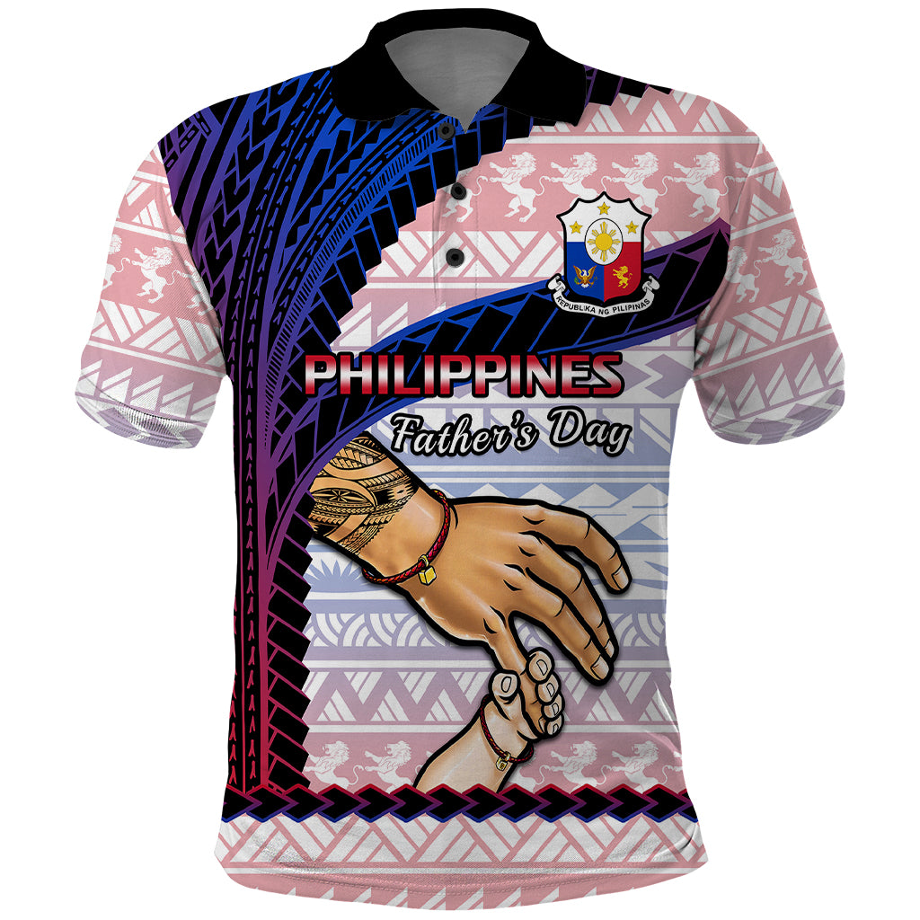 Polynesian Pride Father Day Philippines Polo Shirt Filipino Pattern Maligayang Araw ng Mga Ama - Wonder Print Shop