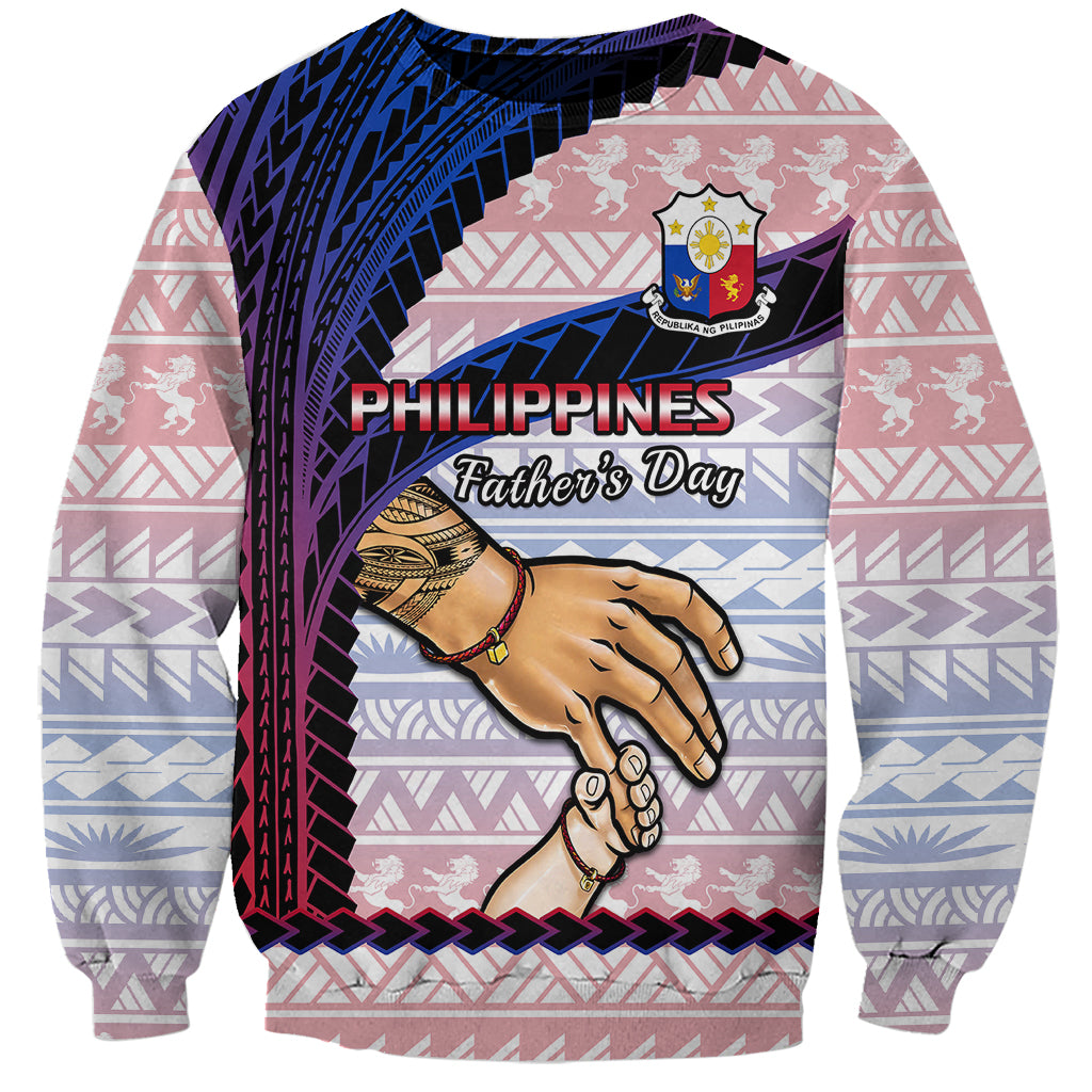 Unisex sweatshirt with Polynesian pattern, hands graphic, 'Philippines Father’s Day' text