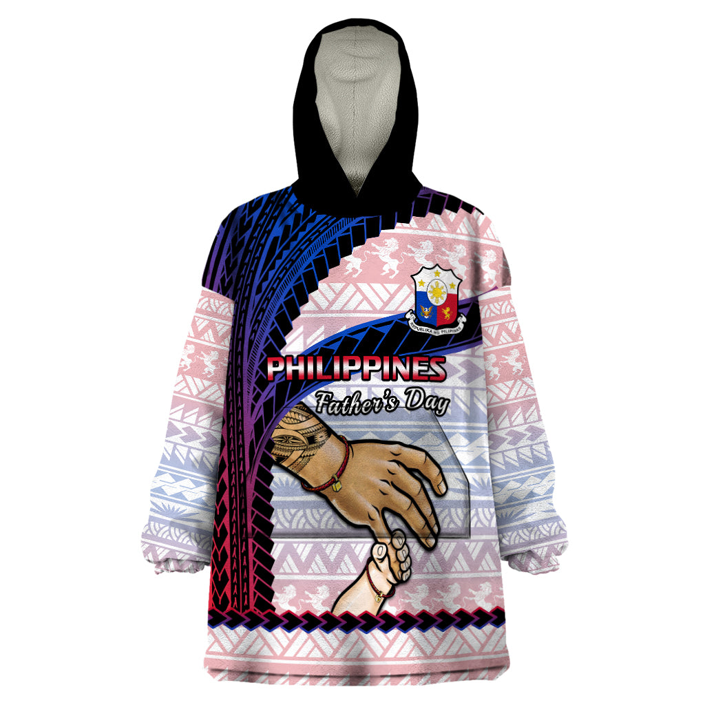 Polynesian Pride Father Day Philippines Wearable Blanket Hoodie Filipino Pattern Maligayang Araw ng Mga Ama - Wonder Print Shop