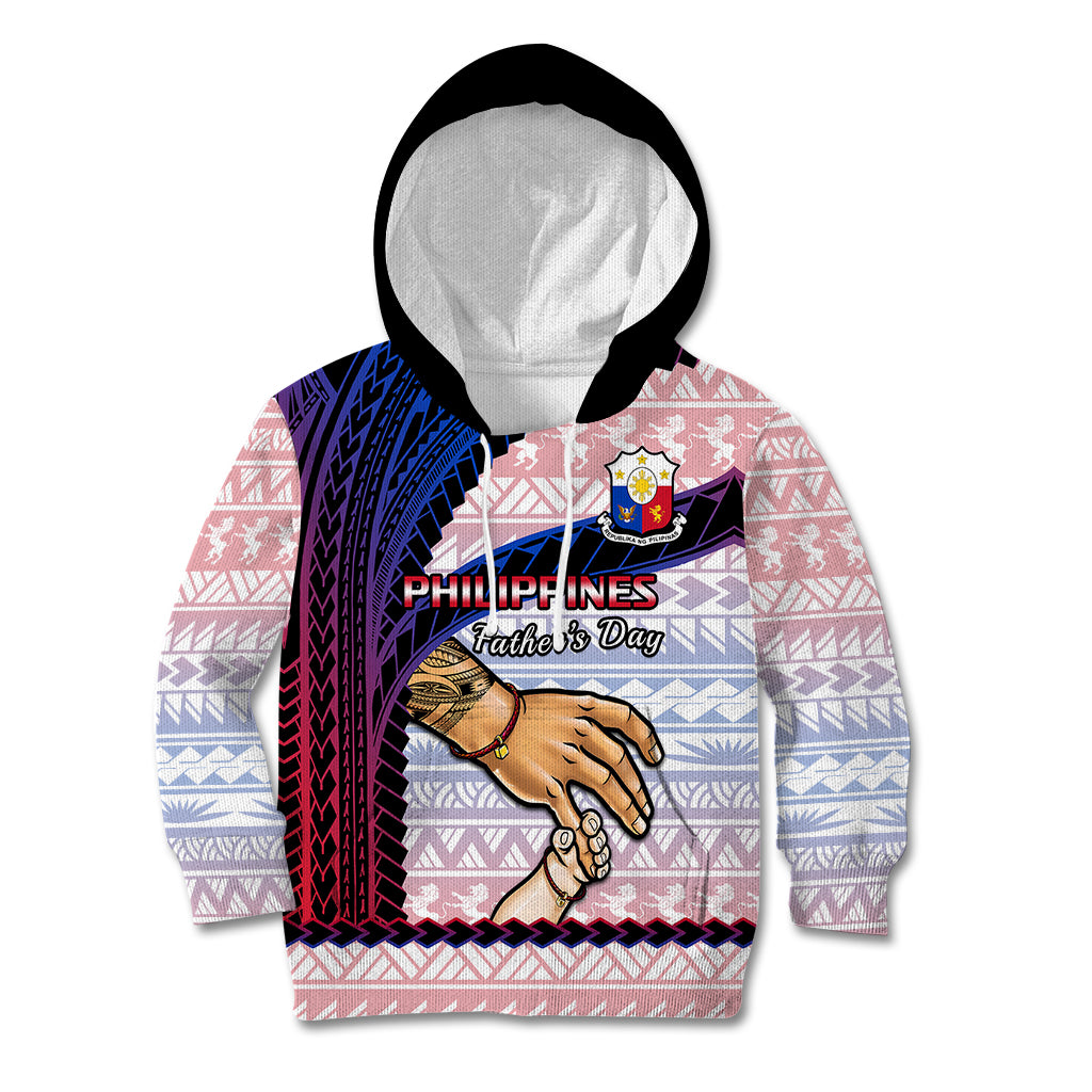 Personalised Father Day Philippines Kid Hoodie Filipino Pattern Maligayang Araw ng Mga Ama - Wonder Print Shop