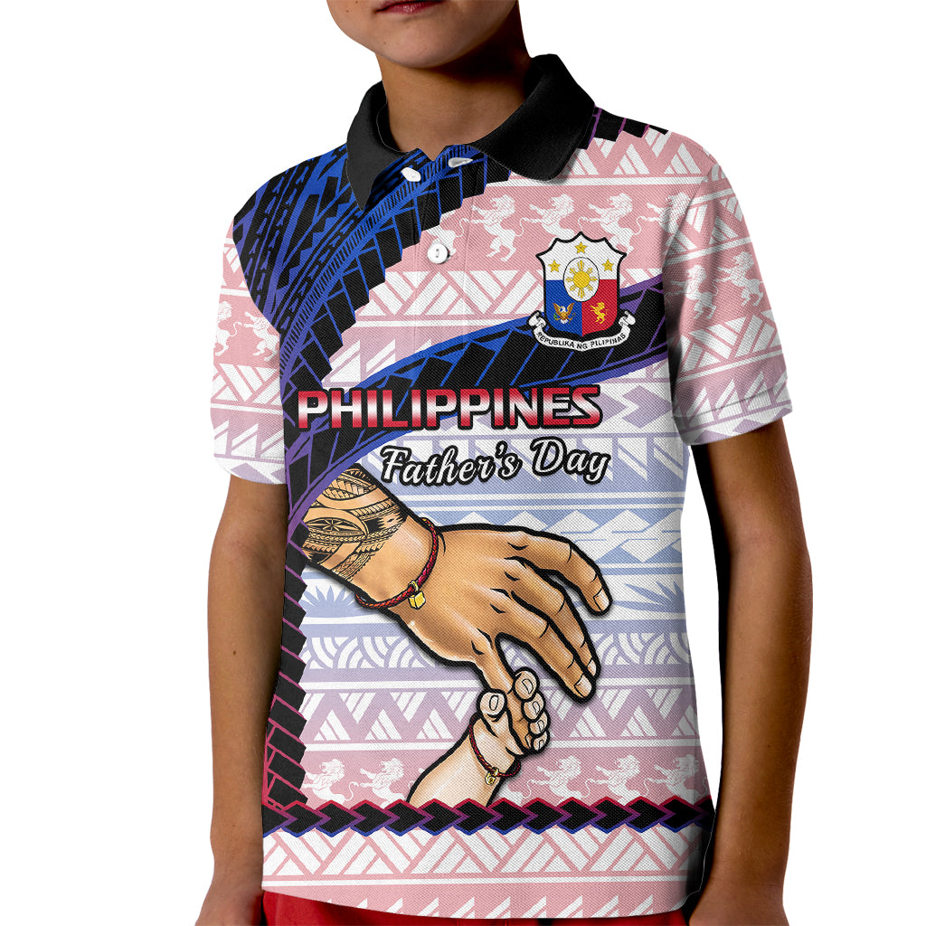 Personalised Father Day Philippines Kid Polo Shirt Filipino Pattern Maligayang Araw ng Mga Ama - Wonder Print Shop