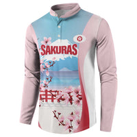 Japan Rugby Custom Button Sweatshirt Go Sakuras Japanese Mount Fuji