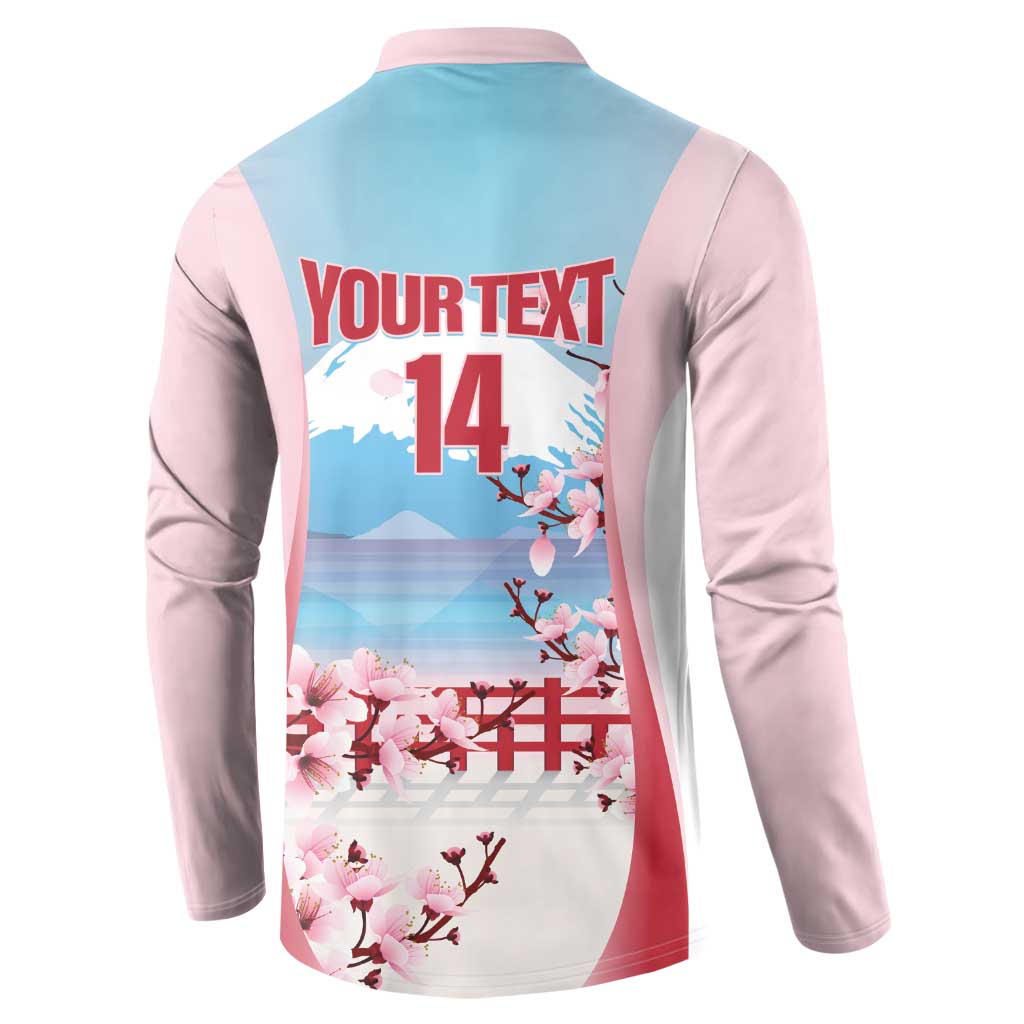 Japan Rugby Custom Button Sweatshirt Go Sakuras Japanese Mount Fuji