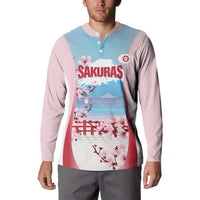 Japan Rugby Custom Button Sweatshirt Go Sakuras Japanese Mount Fuji