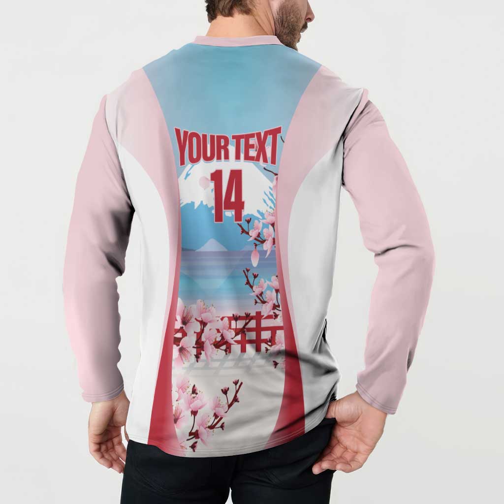 Japan Rugby Custom Button Sweatshirt Go Sakuras Japanese Mount Fuji