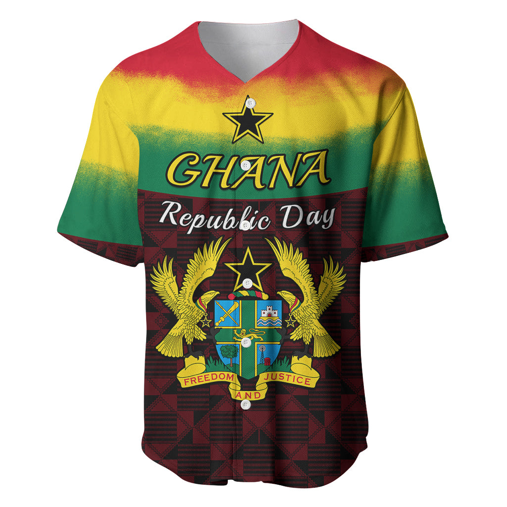 1 July Ghana Republic Day Baseball Jersey African Pattern Mix Flag Unique Style - Wonder Print Shop