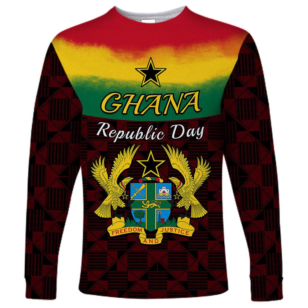 1 July Ghana Republic Day Long Sleeve Shirt African Pattern Mix Flag Unique Style - Wonder Print Shop