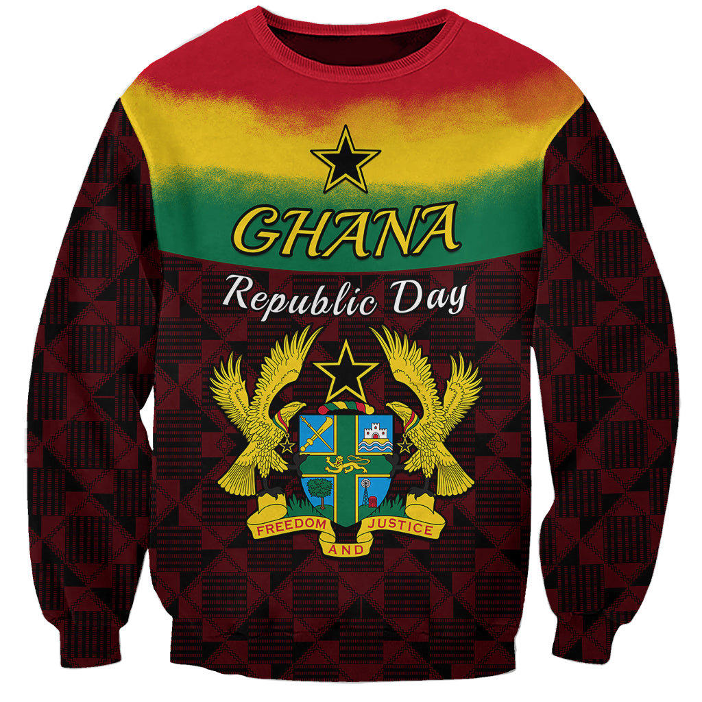 Unisex sweatshirt with Ghana Republic Day front graphic, star and eagle emblem