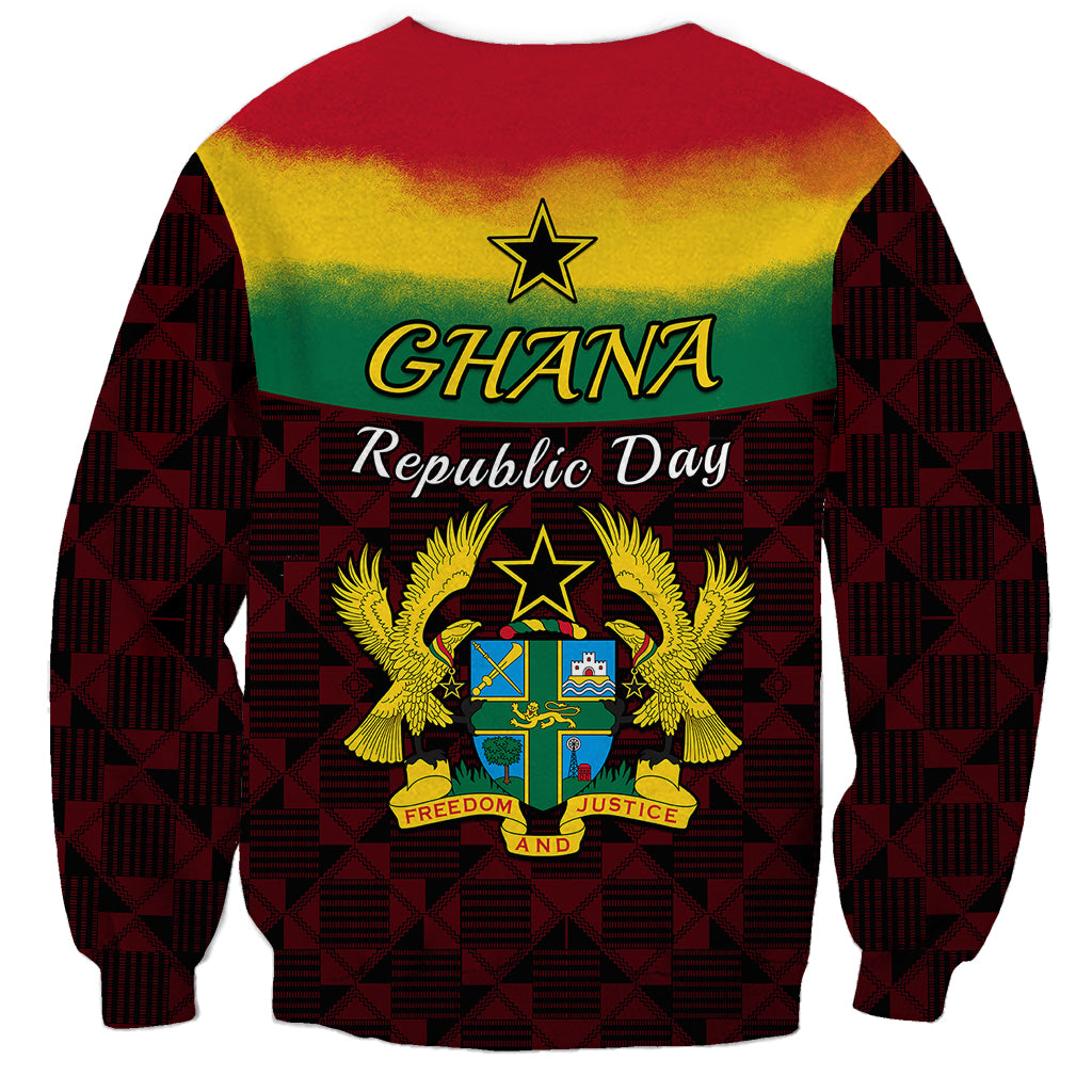Unisex sweatshirt with back Ghana Republic Day graphic, star, GHANA text and eagle emblem