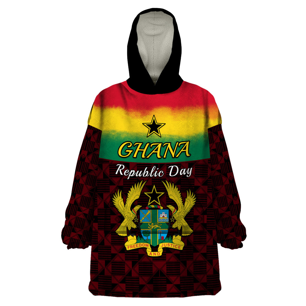 1 July Ghana Republic Day Wearable Blanket Hoodie African Pattern Mix Flag Unique Style - Wonder Print Shop