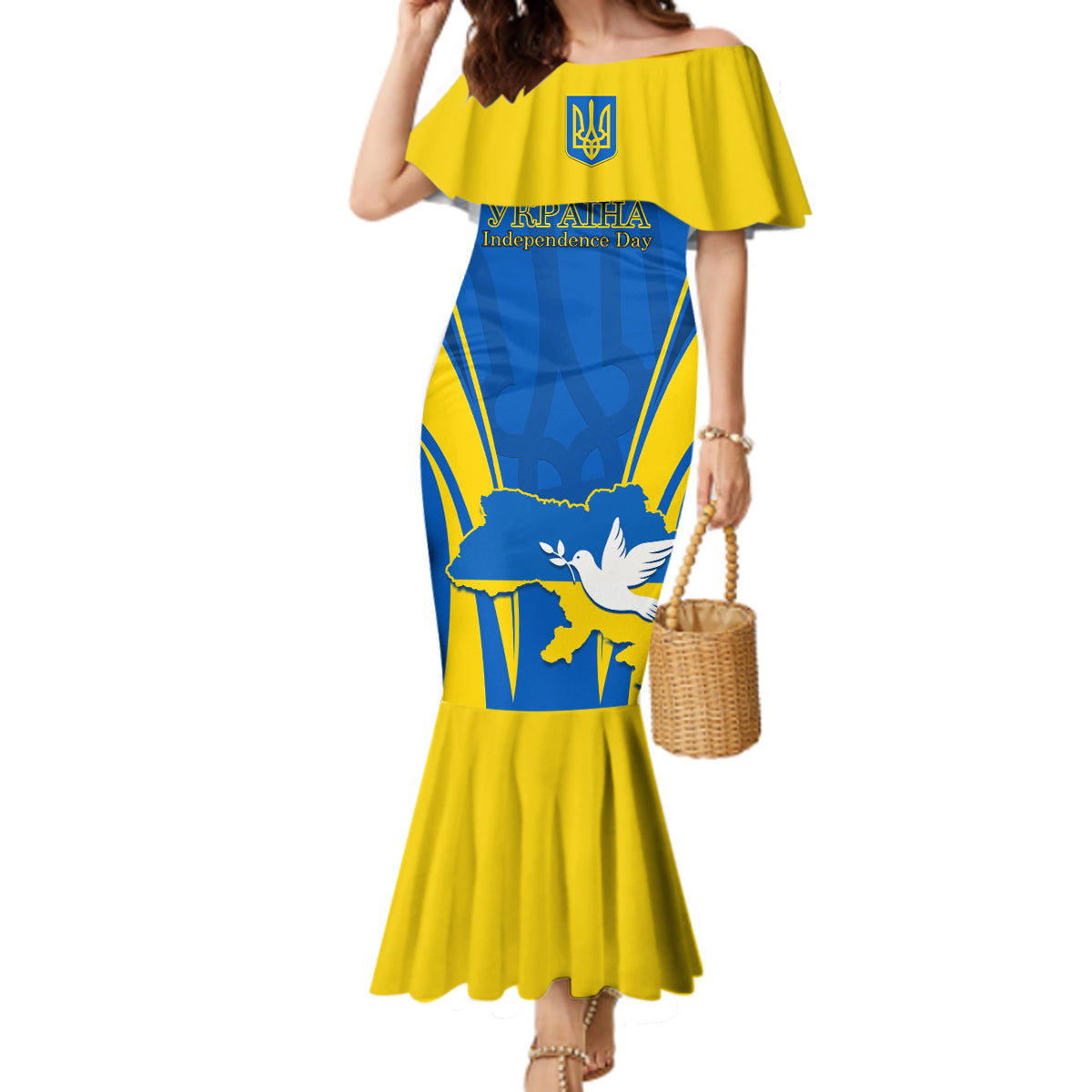 Ukraine Mermaid Dress Happy Ukrainian 32nd Independence Anniversary - Wonder Print Shop