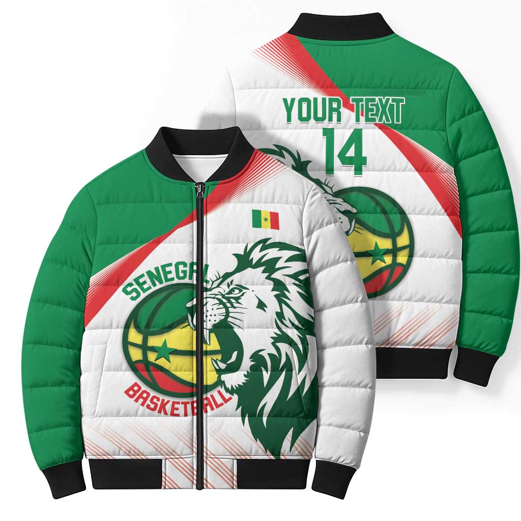 Senegal Basketball Custom Bomber Puffer Jacket Come On Lions - Wonder Print Shop