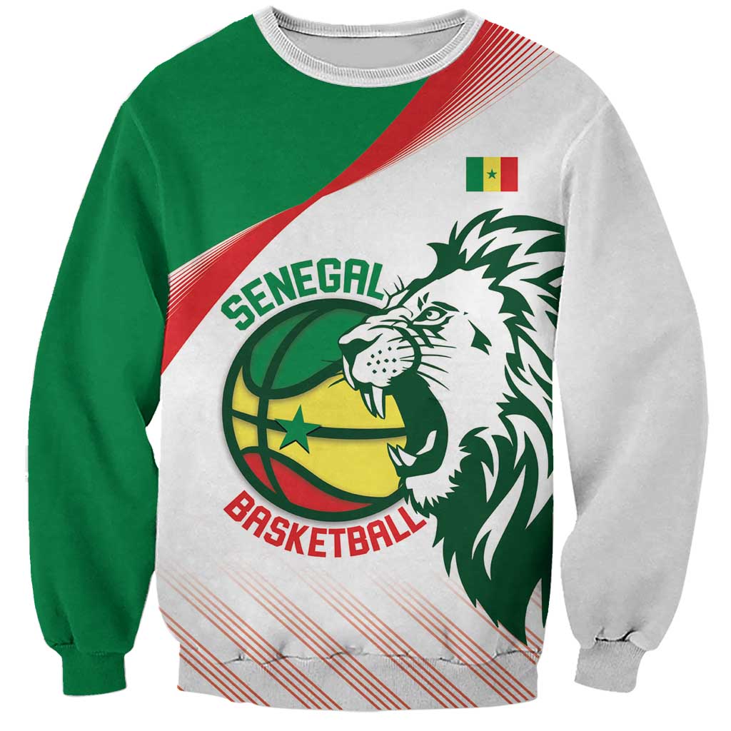 Senegal Basketball Custom Sweatshirt Come On Lions - Wonder Print Shop