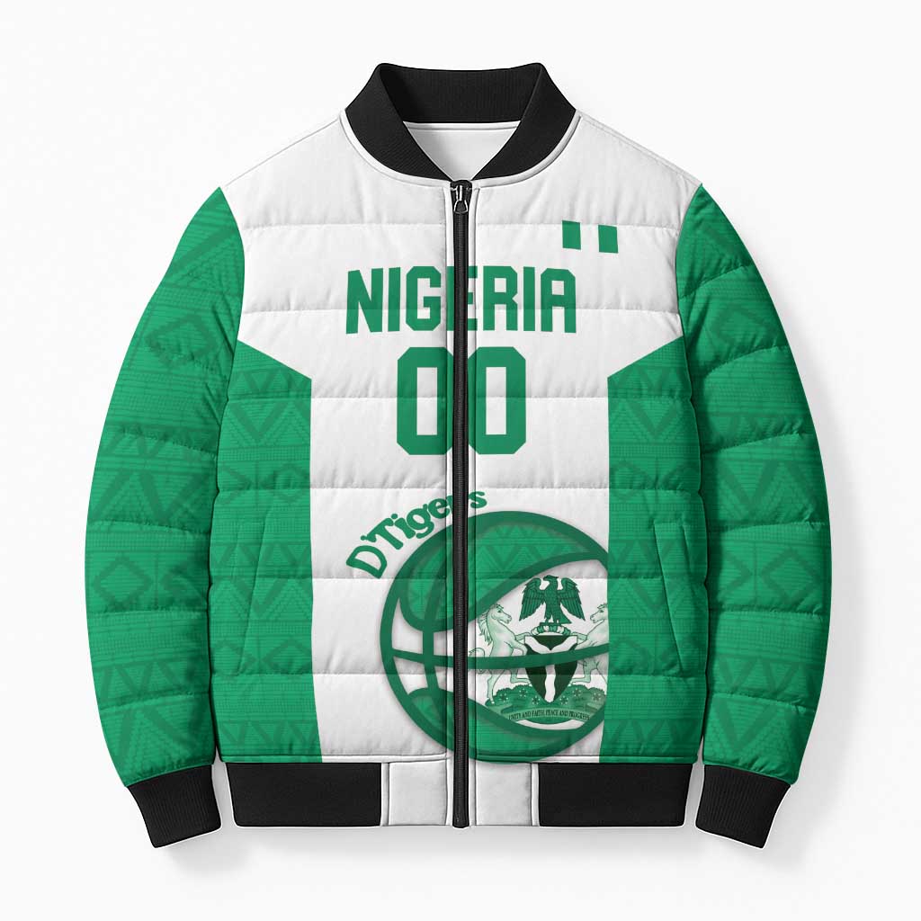 Nigeria Basketball Custom Bomber Puffer Jacket Come On Tigers - Wonder Print Shop