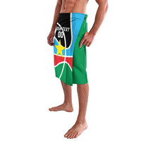 Custom basketball lavalava wrap skirt, green with blue star graphic on side