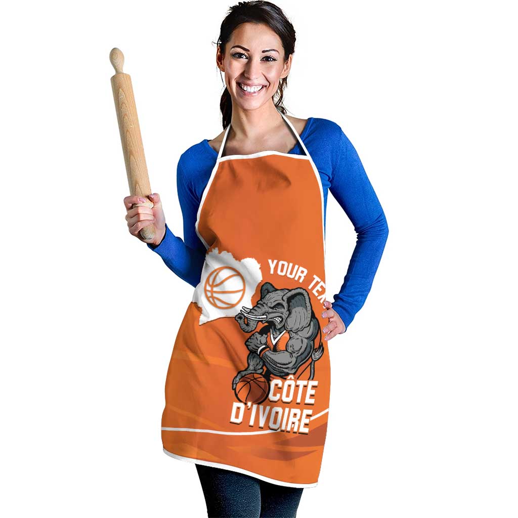 Ivory Coast Basketball Custom Apron Allez Les Elephants - Wonder Print Shop