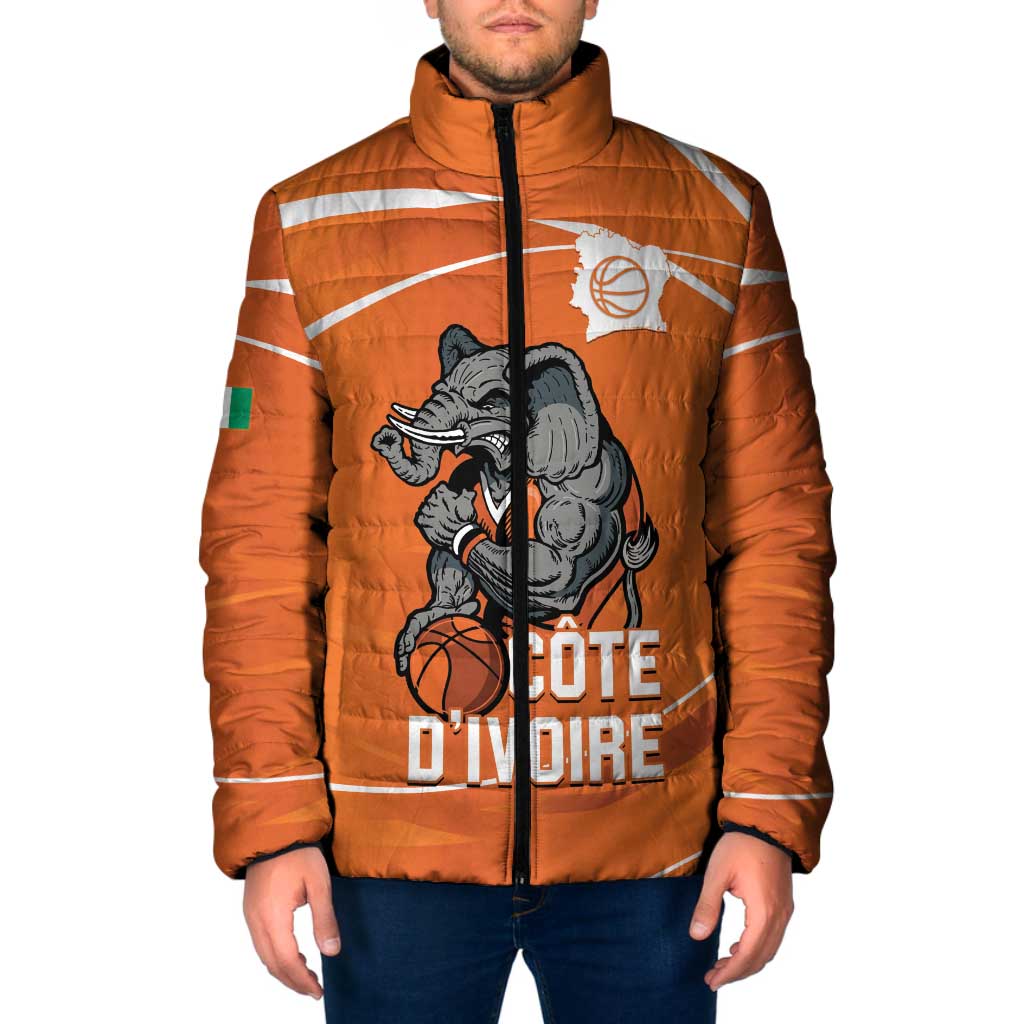 Ivory Coast Basketball Custom Padded Jacket Allez Les Elephants - Wonder Print Shop