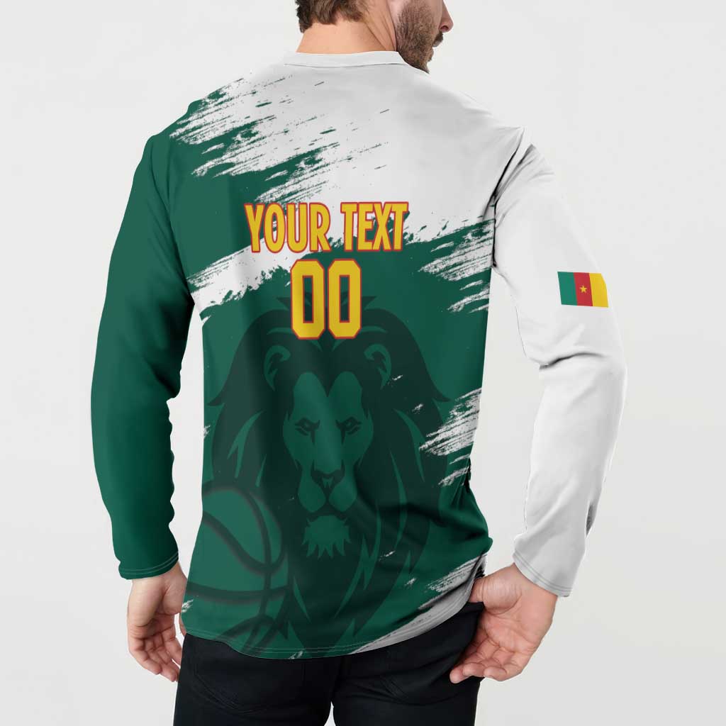 Cameroon Basketball Custom Button Sweatshirt Come On Indomitable Lions - Wonder Print Shop