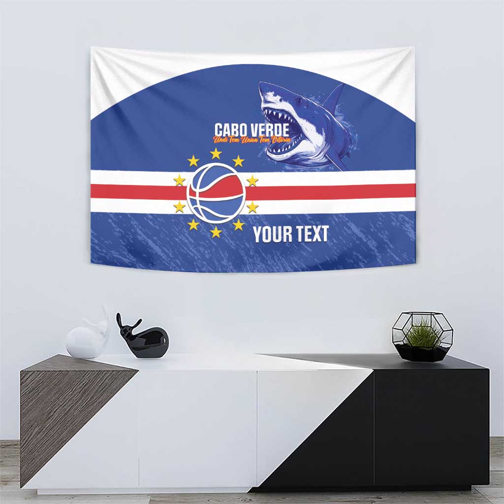 Cape Verde Basketball Custom Tapestry Come On Blue Sharks - Wonder Print Shop
