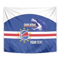 Cape Verde Basketball Custom Tapestry Come On Blue Sharks - Wonder Print Shop