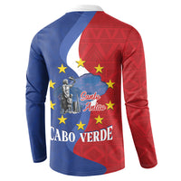 Santo Antao Cabo Verde Button Sweatshirt Map With Me Maia Statue African Pattern