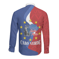 Santo Antao Cabo Verde Long Sleeve Button Shirt Map With Me Maia Statue African Pattern