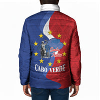 Santo Antao Cabo Verde Padded Jacket Map With Me Maia Statue African Pattern