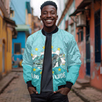 Sao Vincente Cabo Verde Bomber Jacket Map With Sea Turtle African Pattern