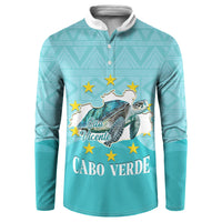 Sao Vincente Cabo Verde Button Sweatshirt Map With Sea Turtle African Pattern