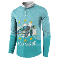 Sao Vincente Cabo Verde Button Sweatshirt Map With Sea Turtle African Pattern