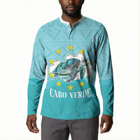 Sao Vincente Cabo Verde Button Sweatshirt Map With Sea Turtle African Pattern