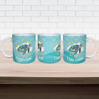 Sao Vincente Cabo Verde Ceramic Mug Map With Sea Turtle African Pattern
