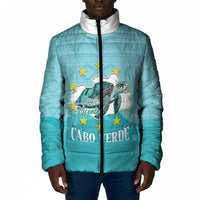 Sao Vincente Cabo Verde Padded Jacket Map With Sea Turtle African Pattern