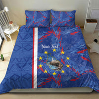 Personalized Santiago Cabo Verde Bedding Set Map With Farol de Dona Maria Pia