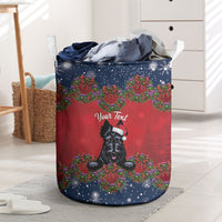 Scottish Terrier Christmas Personalised Laundry Basket Thistle Wreath Bow Nollaig Chridheil