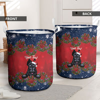 Scottish Terrier Christmas Personalised Laundry Basket Thistle Wreath Bow Nollaig Chridheil