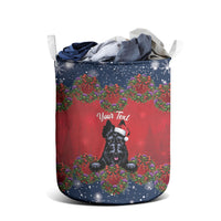 Scottish Terrier Christmas Personalised Laundry Basket Thistle Wreath Bow Nollaig Chridheil