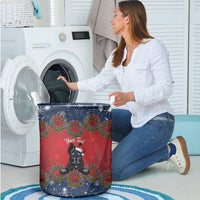Scottish Terrier Christmas Personalised Laundry Basket Thistle Wreath Bow Nollaig Chridheil